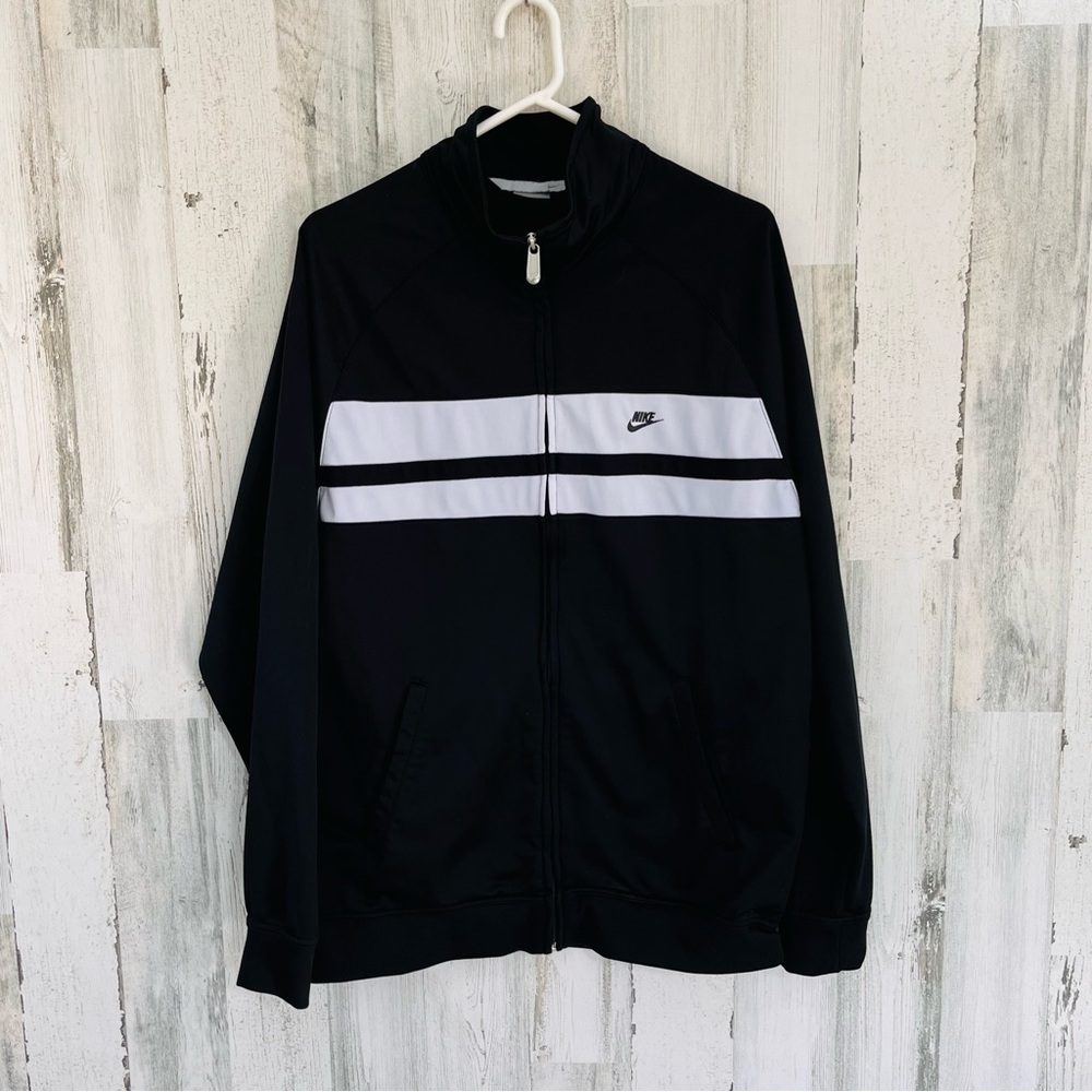 Nike Men’s Full Zip Black/White Track Jacket Size XL 100% Polyester
